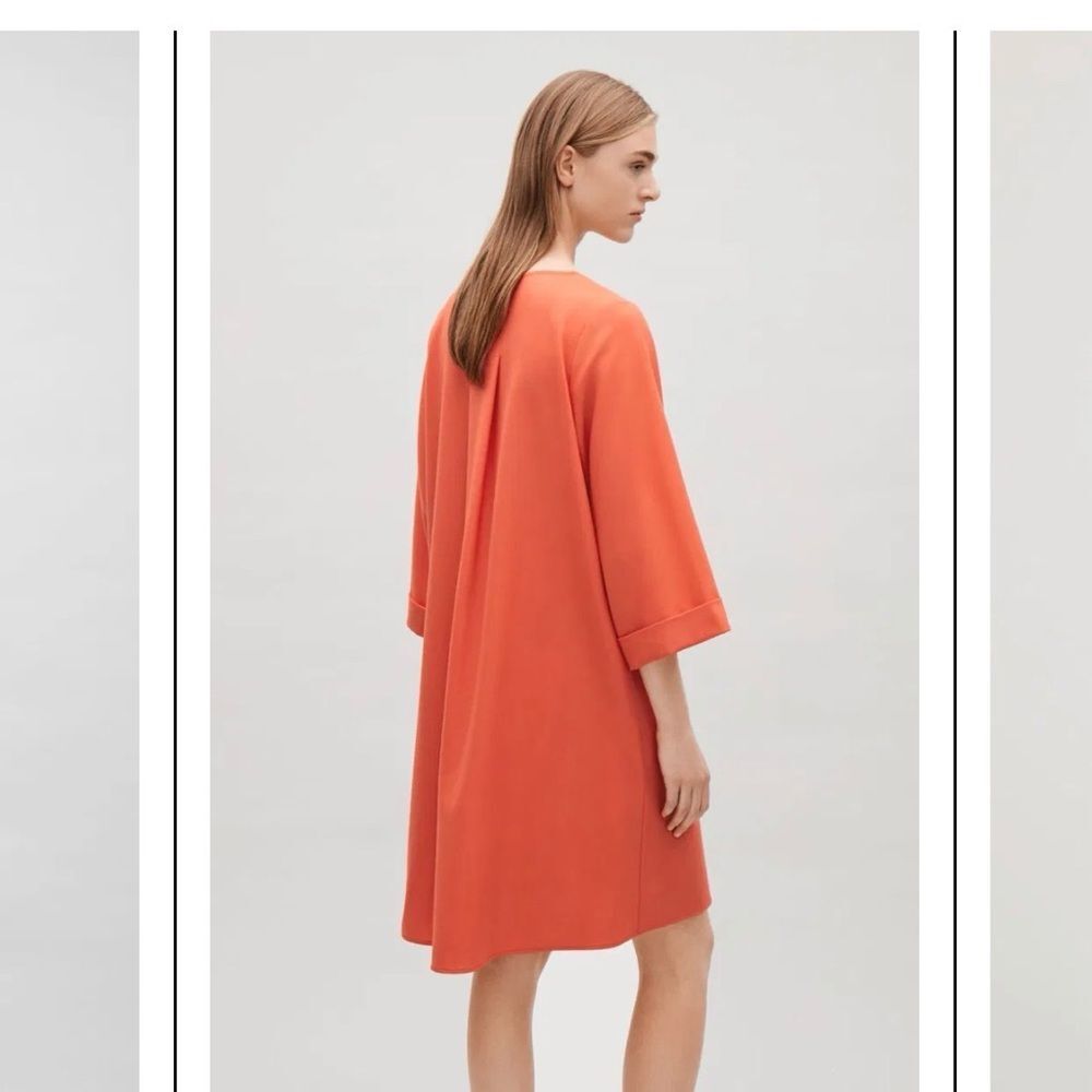 Cos Orange Wool Dress A-Line Shift Loose Minimalist Classic Tent Women’s 12
